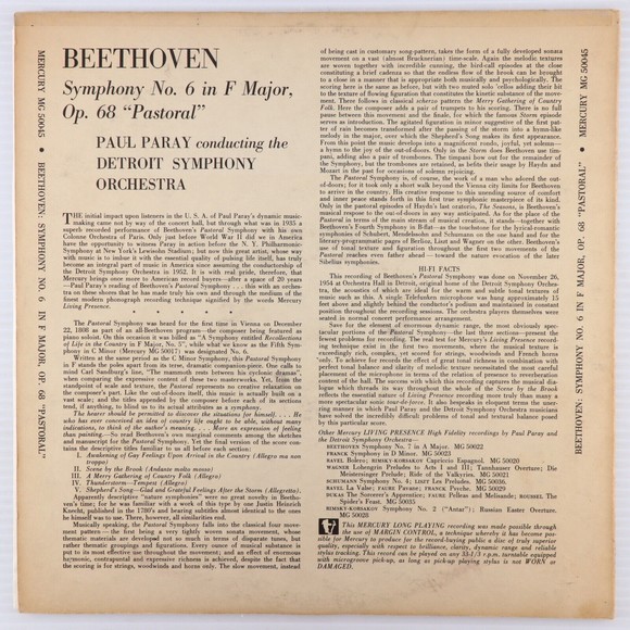 Beethoven/Paul Paray Symphony No 6 In F Major Op. 68 Pastoral LP Record MG 50045 - Picture 2 of 16